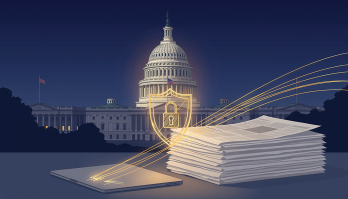 Firefly the u s capitol dome at dusk against a deep navy sky with thin golden light lines f 151612